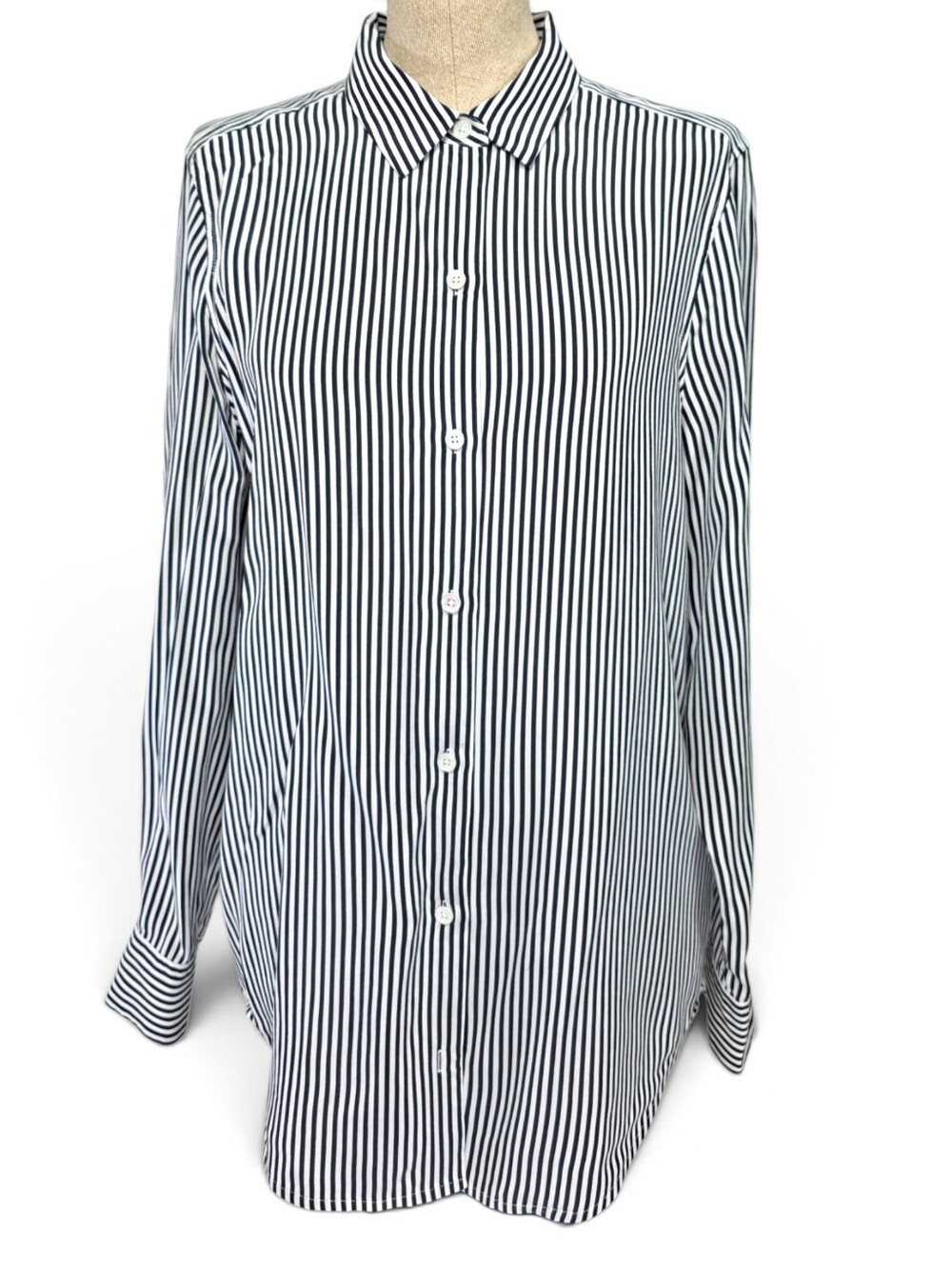 Equipment Femme 100% Silk Blouse Womens S Black White Striped Button Down Shirt